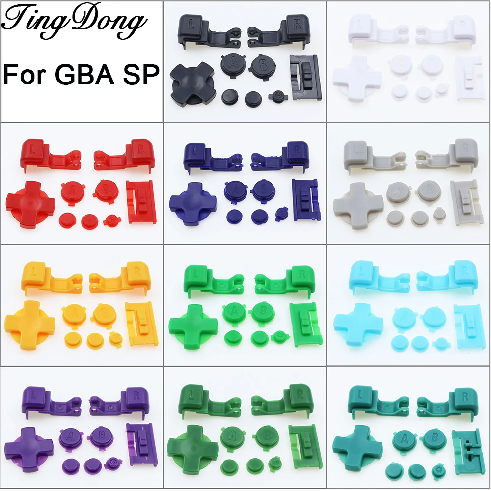 2Set Plastic Full Buttons For GBA SP A B Select Start ,D-Pad ,Power ON/OFF, L R Buttons For GameBoy Advance SP GBA SP Console