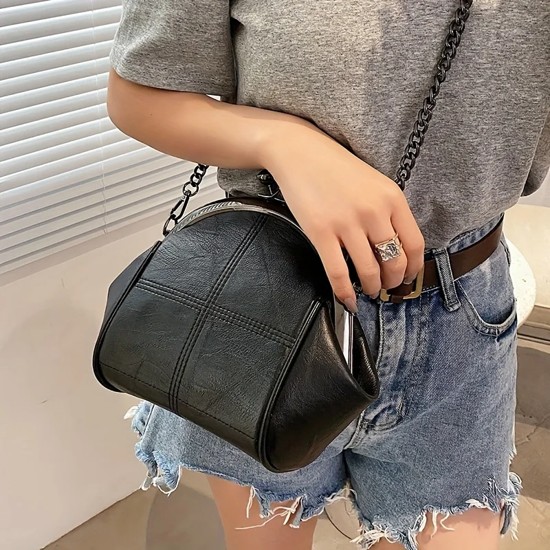 Large Capacity Retro Solid Color Crossbody Bag, Fashion and Versatile Chain Shoulder Coin Purse, Women's Commuting Party Bags