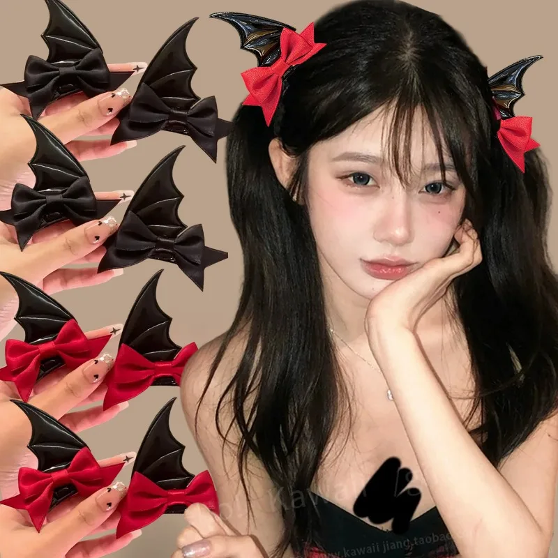 

2/4Pcs Lolita Bat Devil Wings Hair Clips Women Halloween Costume Hairpins Women Bat Devil Wings Shape Barrettes Spicy Girl Clips