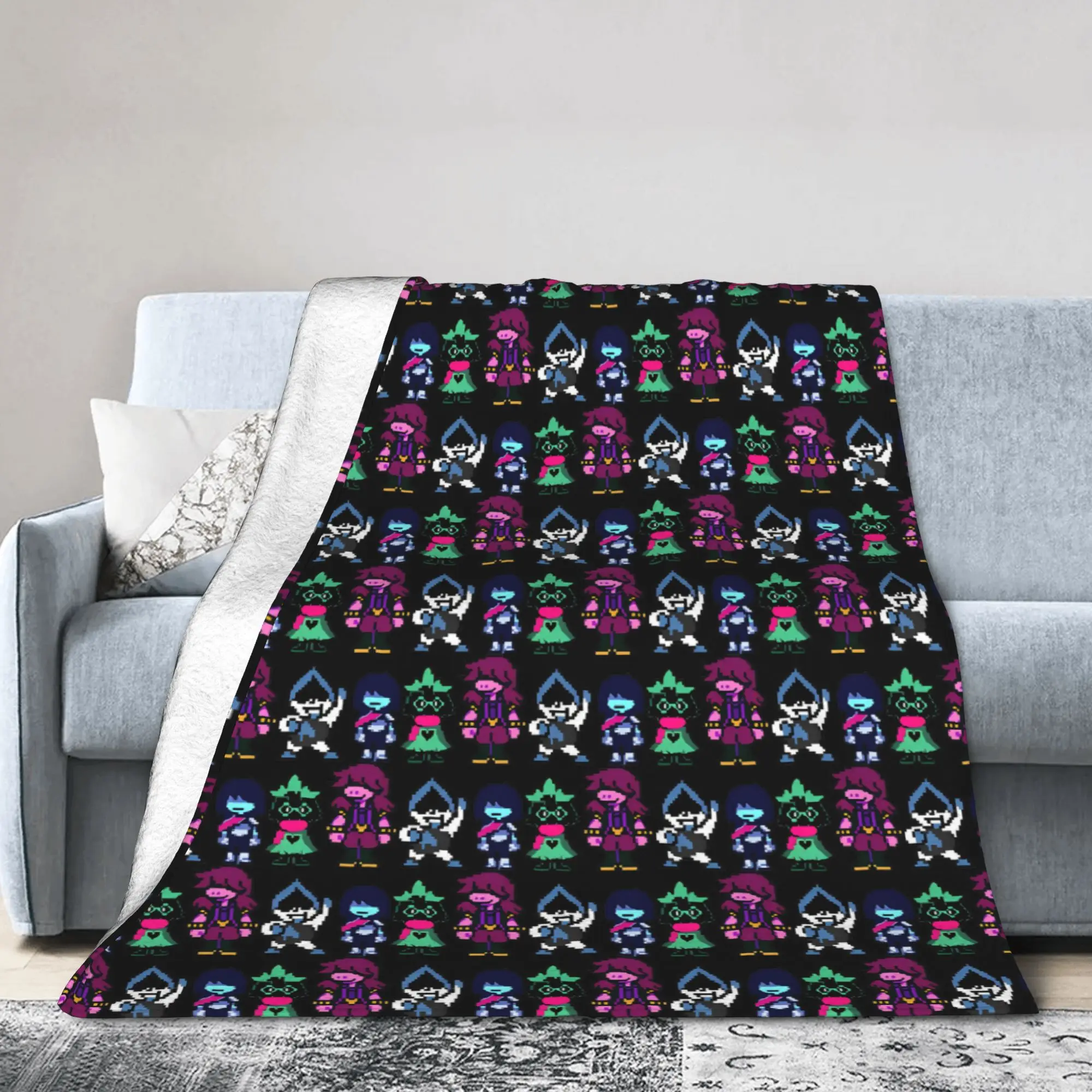 DELTARUNE - MAIN CHARACTERS Knitted Blanket Fleece  Super Soft Throw Blankets for Car Sofa Couch Bedroom Quilt