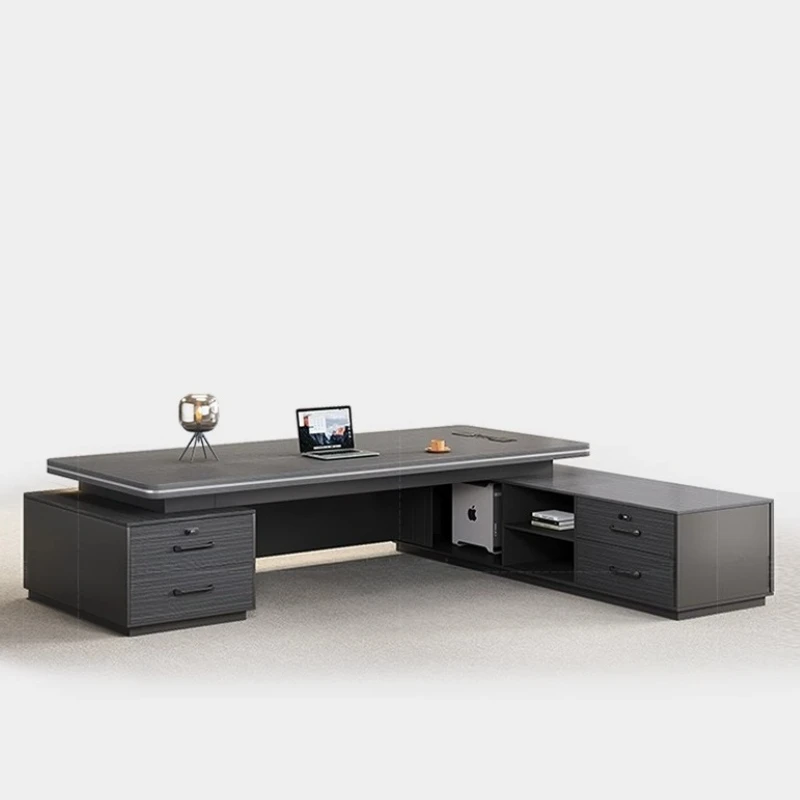 Wooden Business Boss Desk Storage Light Luxury Customized Designer Vintage Desk Chinese Work Conference Escritorio Furniture