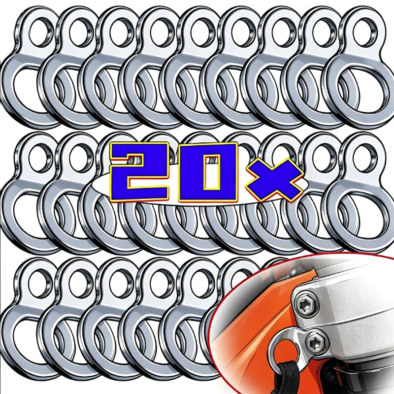 O-Ring Strap Clips Motorcycle Stainless Steel Strap Clip and Iron Hook Sets Suitable for Motorcycles All Terrain Vehicle 2-20pcs