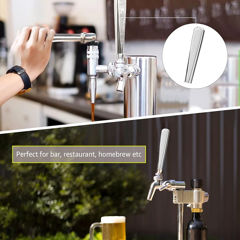 Large Beer Tap Handle,304 Stainless Steel Kegerator Tap Handles Use for Beer Tower, Draft Beer Keg Faucet Handle Bar Accessories