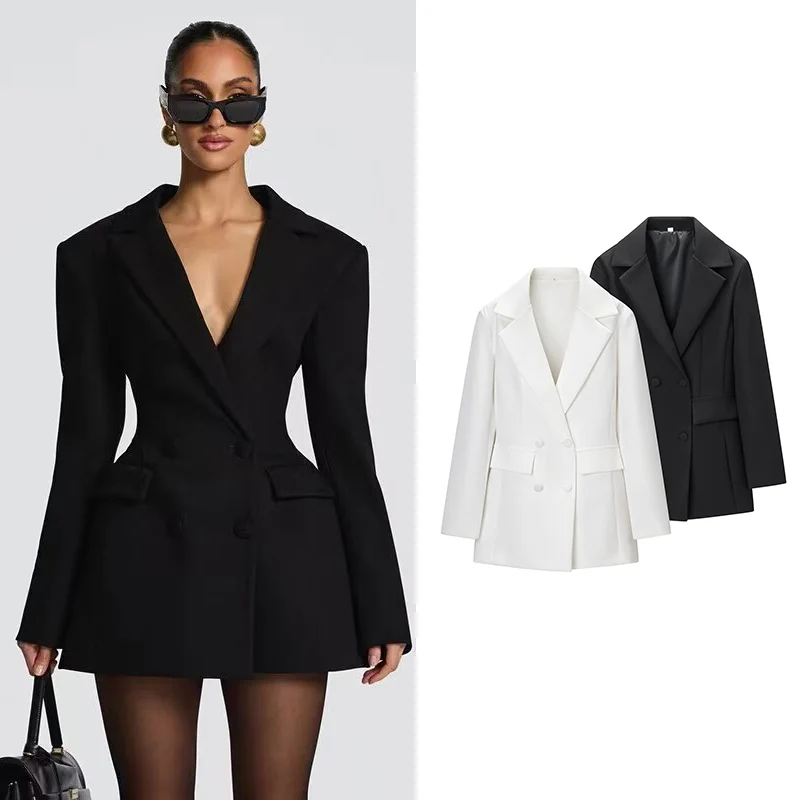 Blazers primavera feminina 2026 nova moda magro com decote em v elegante escritório jaqueta & blazers juventude viagem rua quente primavera casaco