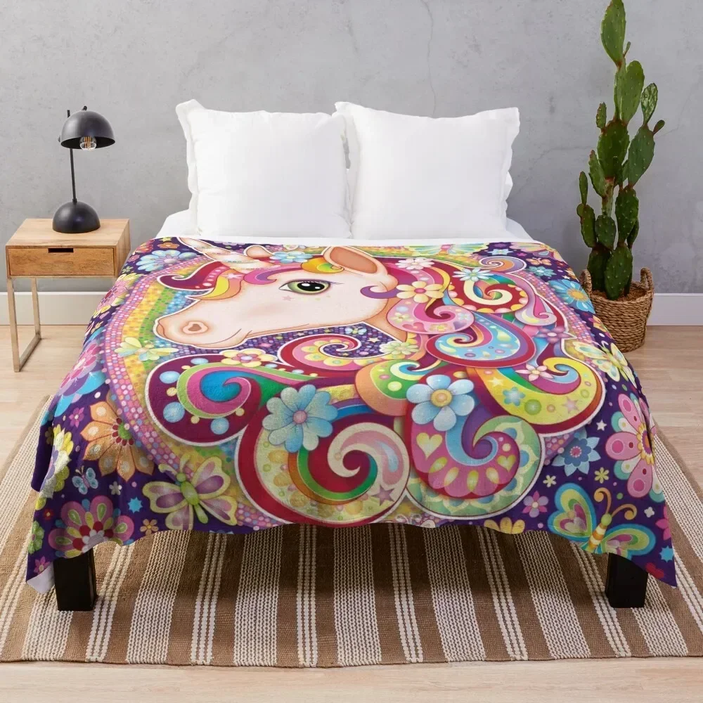 

Unicorn Rainbow Art - Colorful Unicorn Art by Thaneeya McArdle Throw Blanket Soft Sherpa Fleece Warm Blanket for Winter