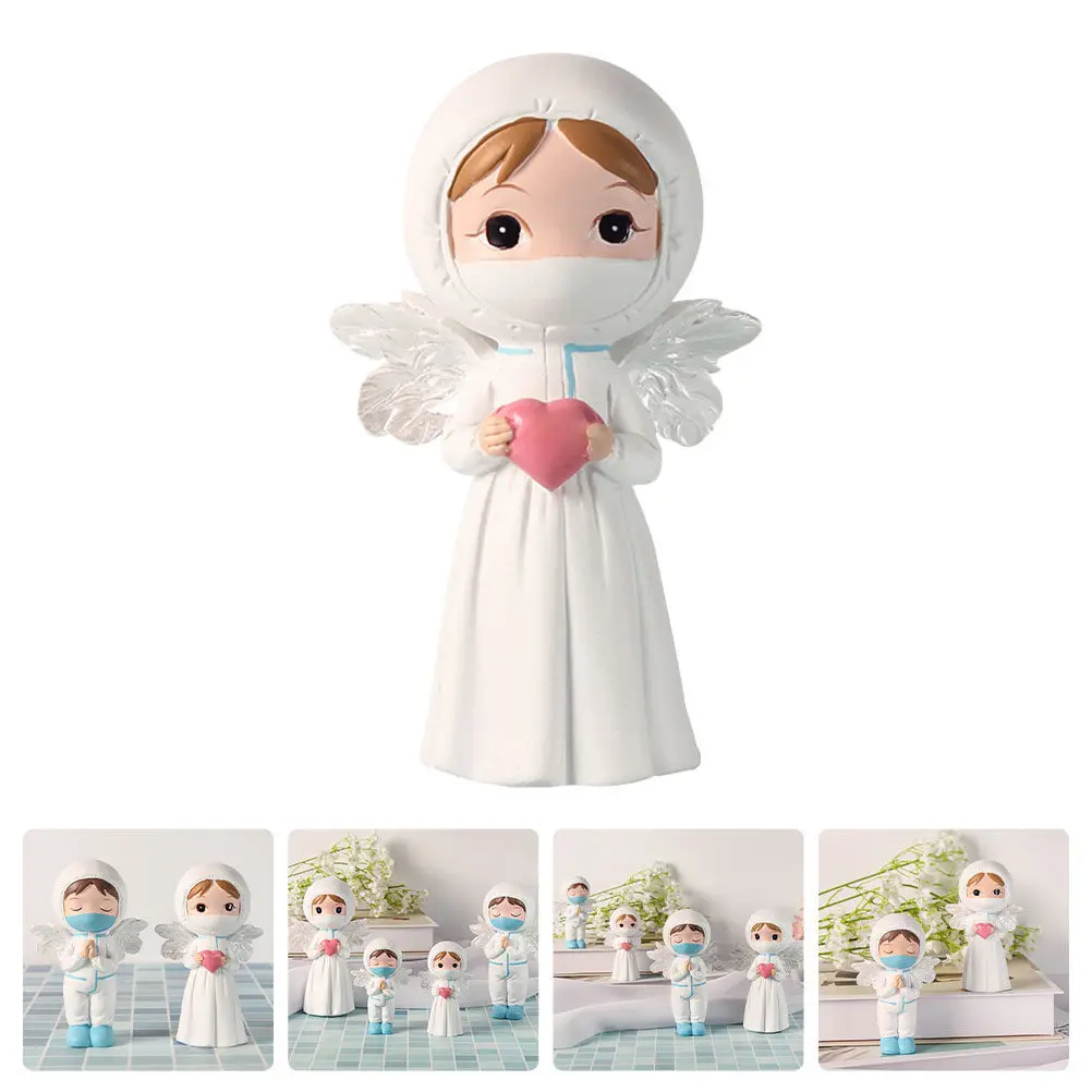 Pink Resin Angel Statue for Home Office Decoration, Photography Prop, Handmade Ornament Decor