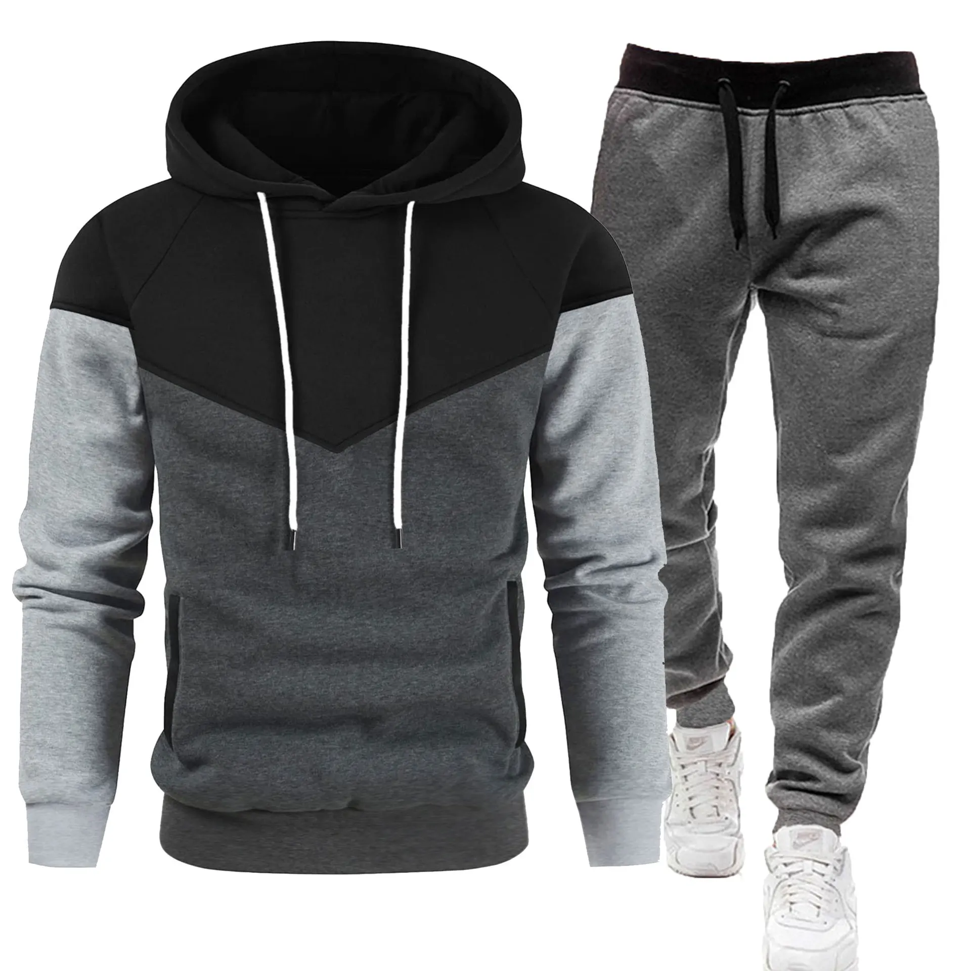 

Men's Sports Set Two-piece Dress Thickened Men's Hoodie Set Street Trend Color Blocking Hoodie Sports Casual Wear 2025 New