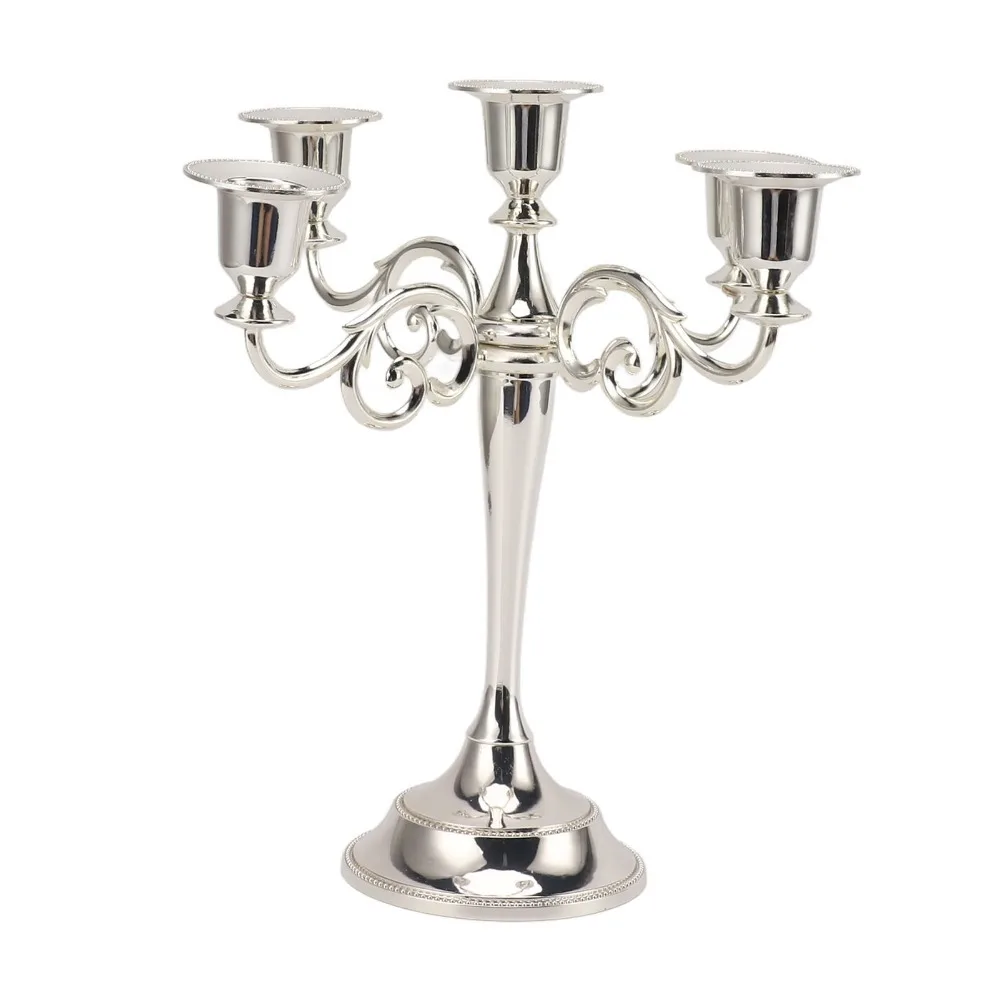 5 Arm Five Arm Iron Candlestick Holder Iron Glossy Surface Finish Retro Iron Tabletop Candelabra Golden Retro Styling Outline