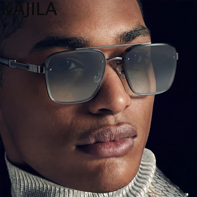 

Oversized Square Sunglasses Men 2026 Luxury Gradient Sun Glasses For Male Vintage Metal Double Bridge Driving Shades Eyewear