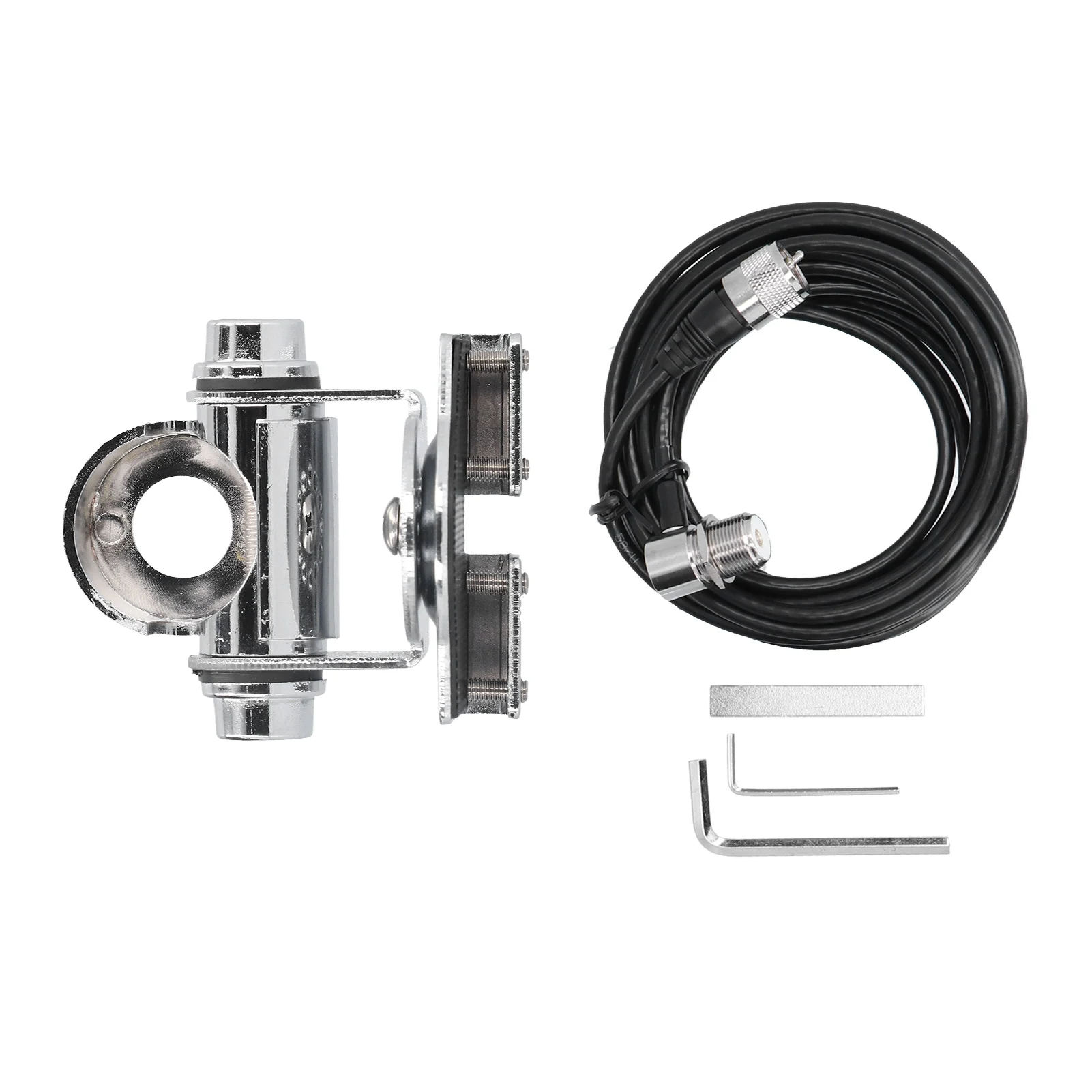 Adjustable Stainless Steel Antenna Mount Bracket No Drill Trunk Lid with Protection Pad PL259 for Car