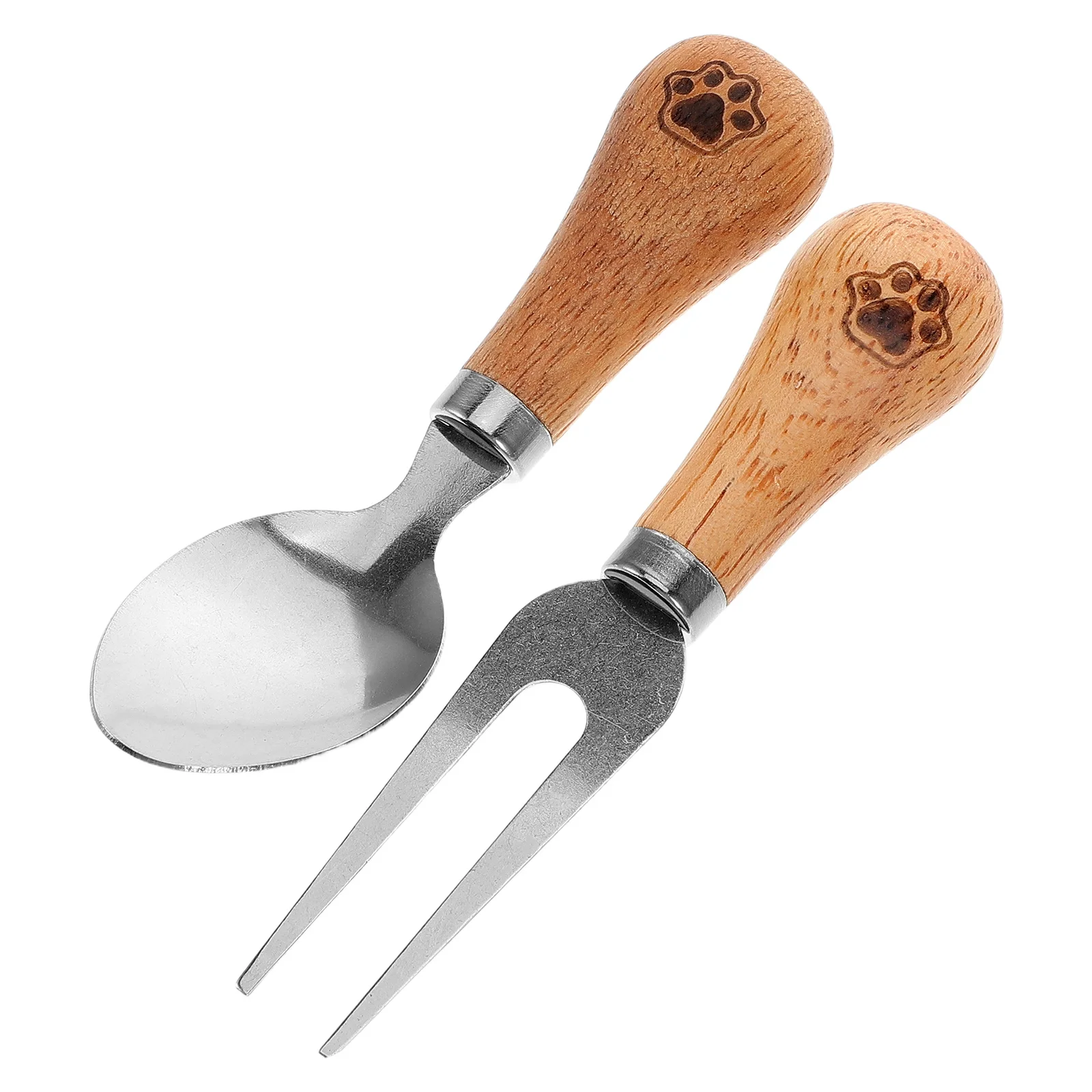

Camping Tableware Multi Functional Spoon Backpacking Utensils Stainless Steel Fork Wooden Convenient Small
