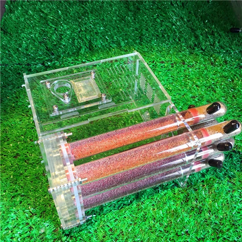 DIY Acrylic Glass Ant Farm with Feeding Area Ant Nest Ants House Factory Workshop Insect 6 Test Tubes Pet Anthill 15*14.5*8.5cm