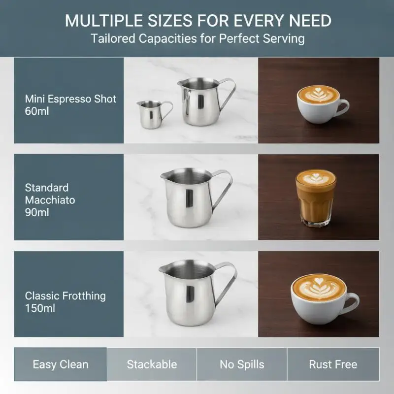 Stainless Steel Coffee Milk Frothing Pitcher Pointed Spout Latte Art Jug For Espresso Coffee Making Home Barista Use