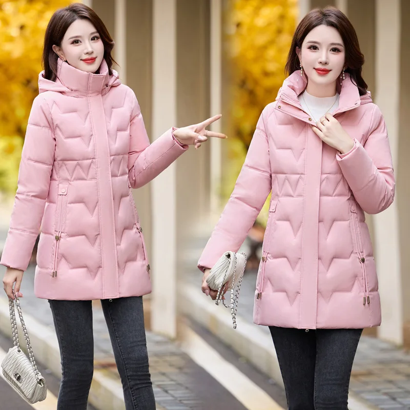 Hooded Parkas Women Slim Fit Thick Coats Cardigan Solid Pockets Jackets Zipper Warm Casual Jacket Outwear Autumn Winter 2025
