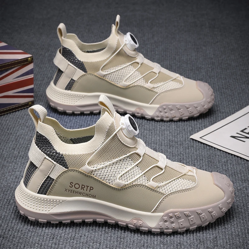 

2025 retro color block men hiking shoes trendy thick sole outdoor shoes spring and autumn fashion sports shoes men