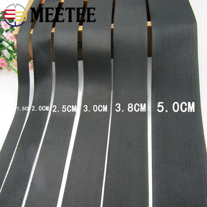 Meetee 4M 10-100mm Black Nylon Webbing Tape Backpack Strap Pet Collar Safety Belt Ribbon Band DIY Bag Clothing Sewing Accessory