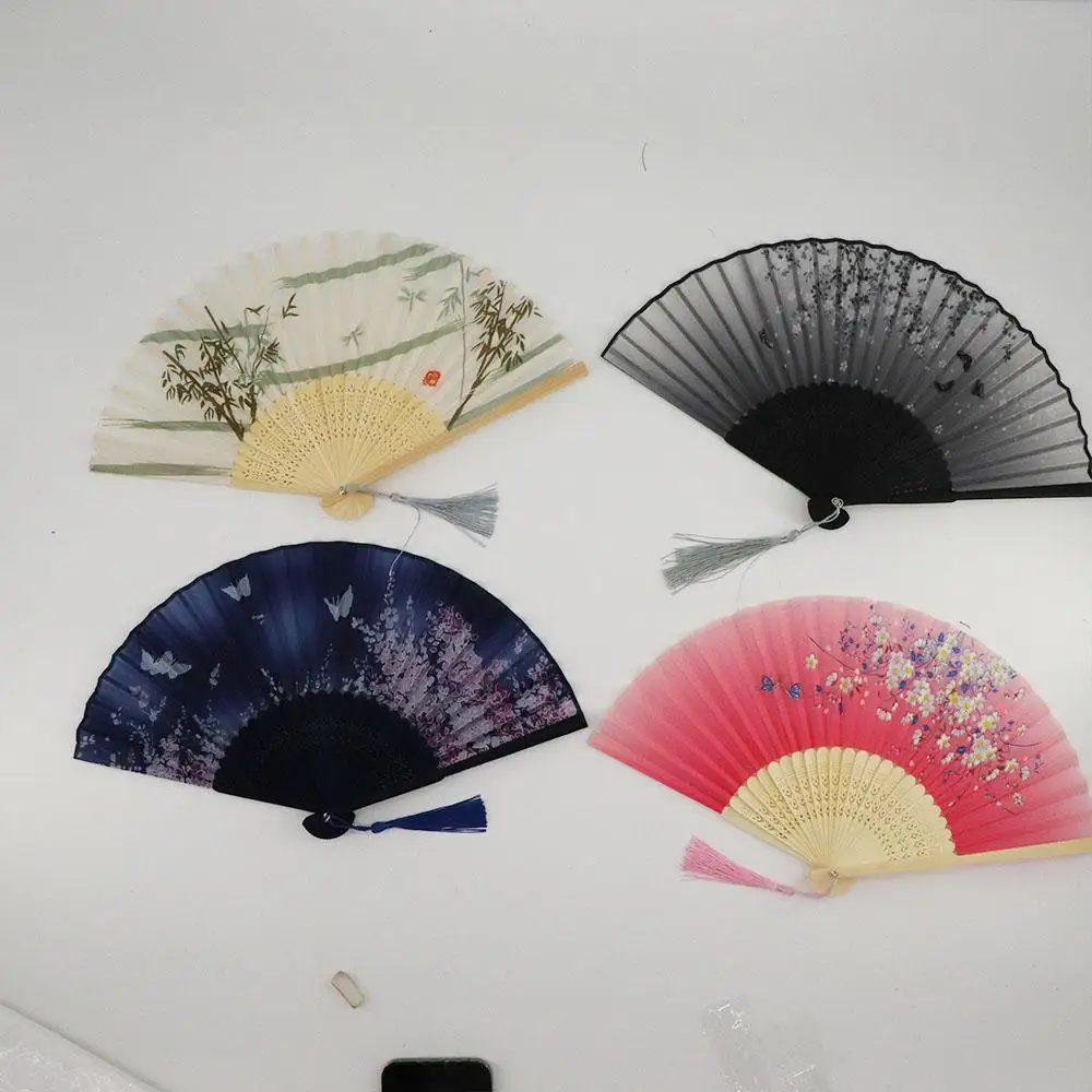 Silk Japanese Hand Held Art Craft Chinese Style Photo Prop Tool Folding Fan Hand Held Flower Fan Dance Hand Held Silk Fan