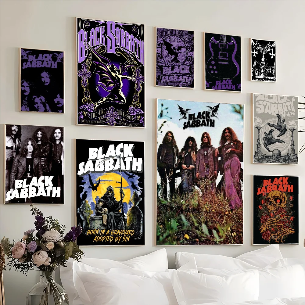 1PC BLACK SABBATH Rock Bands Poster Movie Sticky Posters Retro Kraft Paper Sticker DIY Room Bar Cafe Aesthetic Art Wall Painting