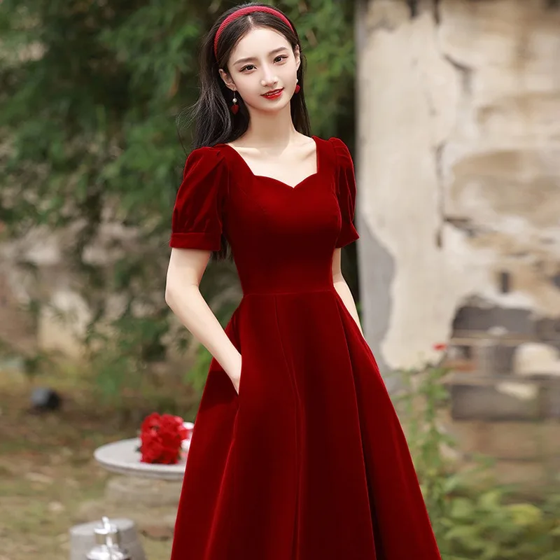 Elegante rode midi-jurk dames zomer Koreaanse vintage avondfeestjurk Franse casual mode formele gelegenheden eendelige jurk