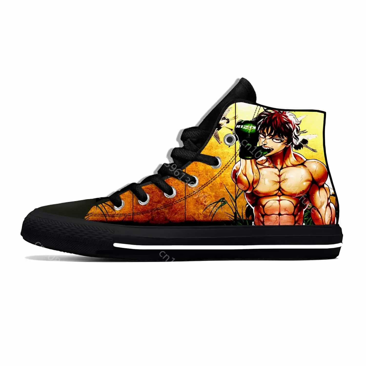 Anime Manga Cartoon Baki The Grappler Hanma Baki Hot Casual Shoes High Top Lightweight Breathable Board Shoes Men Women Sneakers