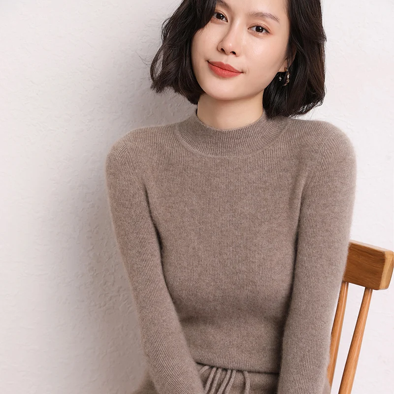 Women High Elastic Pullover 100% Cashmere Sweater Winter New Turtleneck Sweater Female Warm Soft Basic Jumper Solid Slim Tops