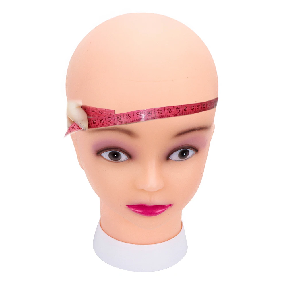 Bald Female Mannequin Head With White Base Smooth PVC Skin For Makeup Eyelash Tattoo Training Hat Mask Wig Display Shop Shooting