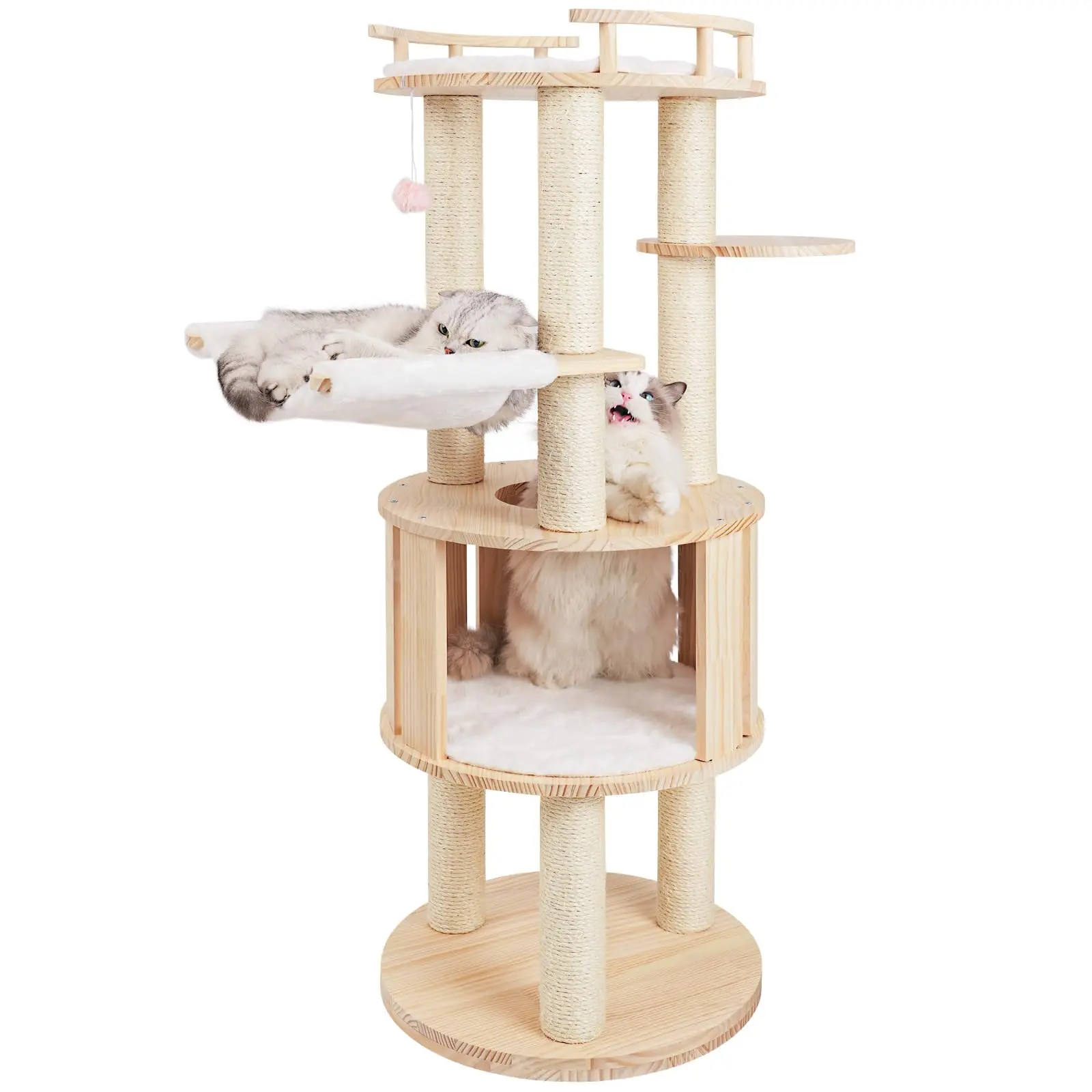 XIANGLONG Solid Sisal Wood Large Luxury Platform Cat Scratch Post Climbing Tower Cat Tree