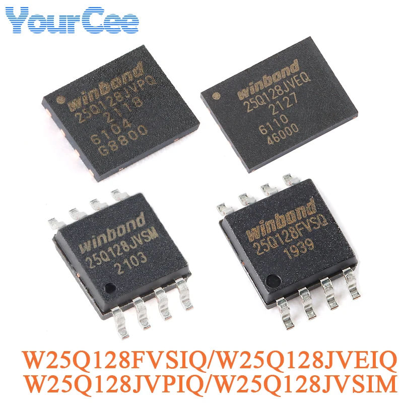 2PCS W25Q128FVSIQ W25Q128JVEIQ W25Q128JVPIQ W25Q128JVSIM WSON-8 SOIC-8 3V 25Q128JVPIQ 25Q128 128M-bit Serial Flash Memory Chip