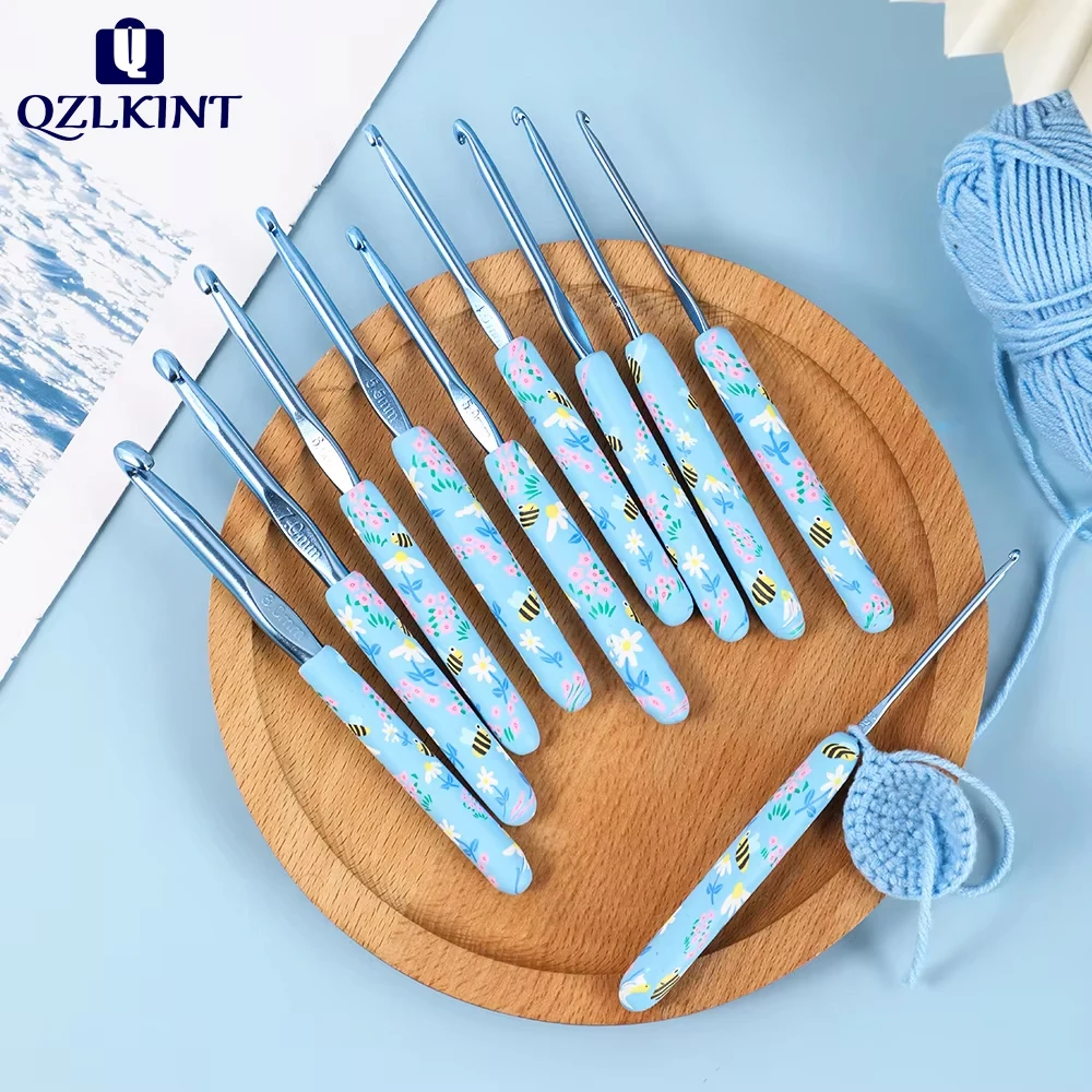Heißer Verkauf: 1-teiliges Häkelnadel-Set mit Bienen-Print, DIY-Strickset mit Gummigriff für Anfänger und Häkelzubehör