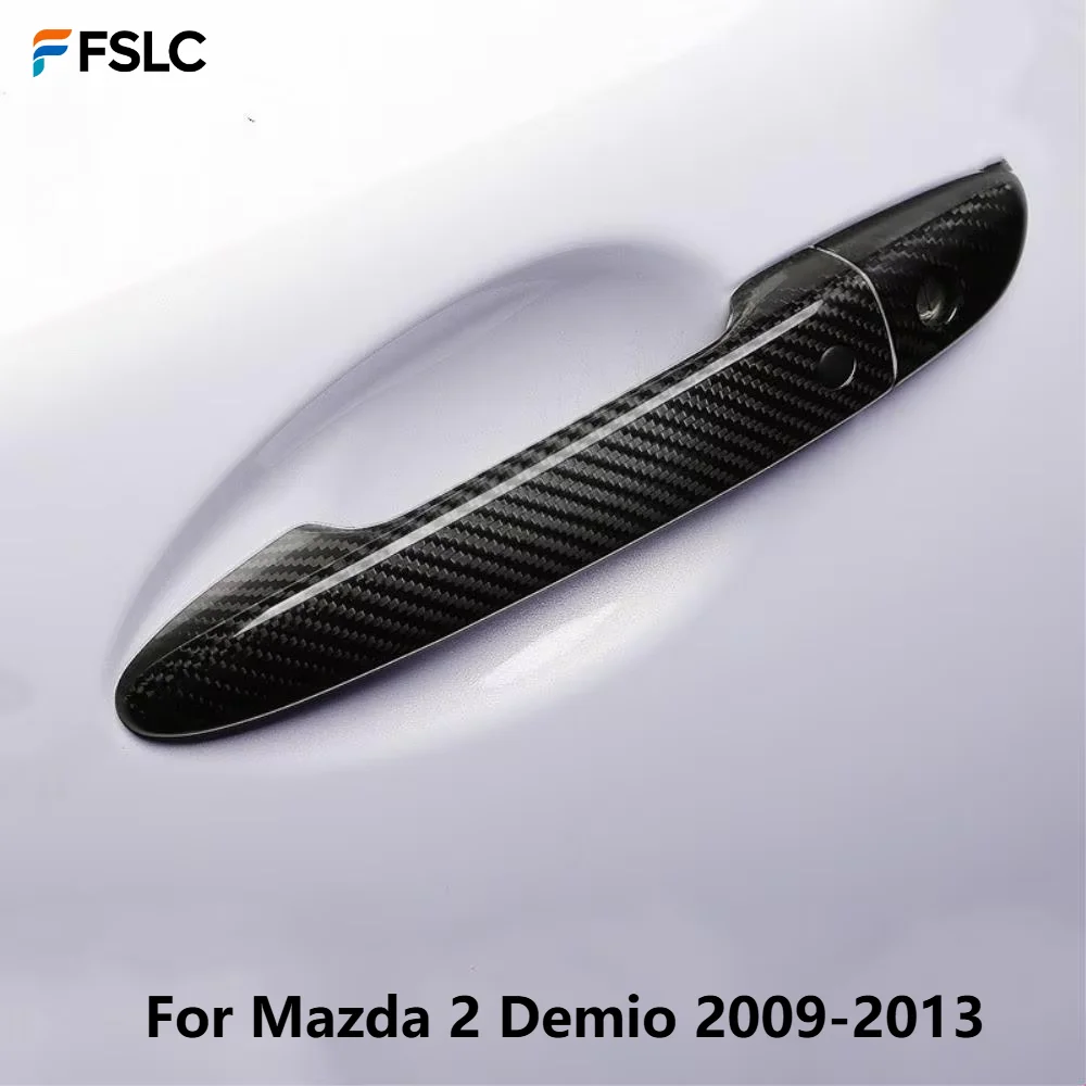 

⭐Genuine⭐ For Mazda 2 Demio 2009-2013 Carbon Fiber Chrome Door Handle Cover Exterior Accessories Car Styling Decor Trim