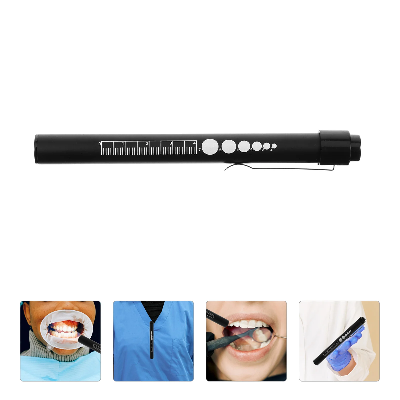 Rechargeable 1968 Black Pupil Gauge Ruler LED Flashlight for Nurses Doctors Medical Care Students Portable Compact