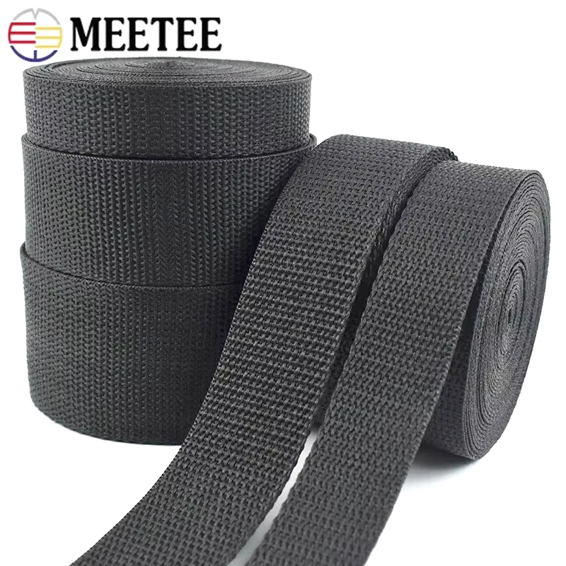 2-10Meters 20-50mm Black Webbing band for Bag Strap Backpack Ribbon Tape Safety Belt bias Banding DIY Clothes Sewing Accessories