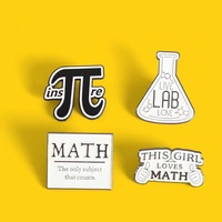 Custom Chemistry Math and Science Metal Brooches Black White Simple Letter Badge Gift for Teacher Student Geek Pi π Enamel Pin