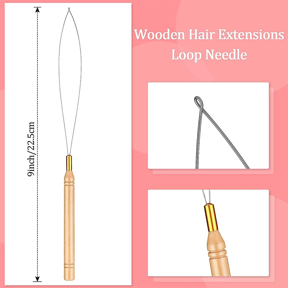 6 Pcs Micro Rings Loop Tool Loop Threader Pulling Needle Used With Hair Plier And Beads For Human Hair Feather Extension Tools