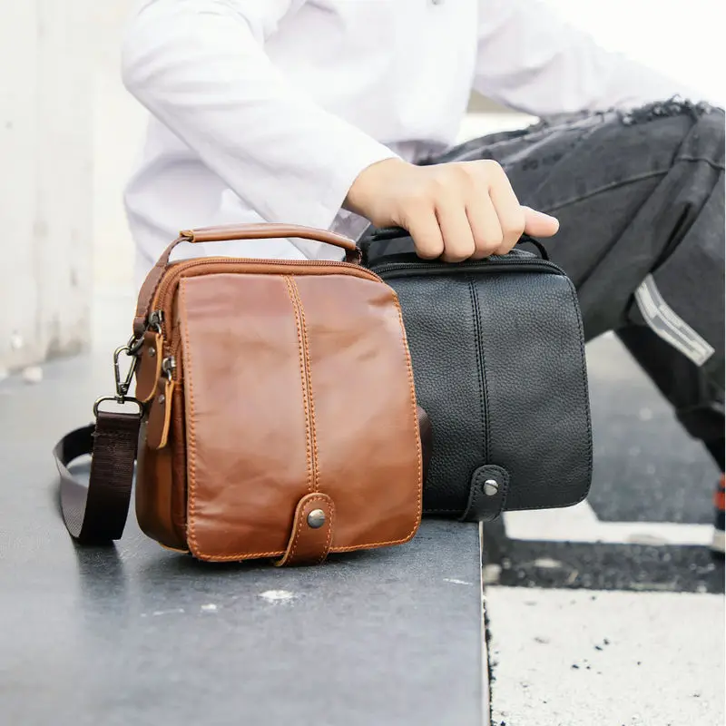New business-style single-shoulder men's bag - crossbody bag, top layer of cowhide handbag, outdoor sports men's bag