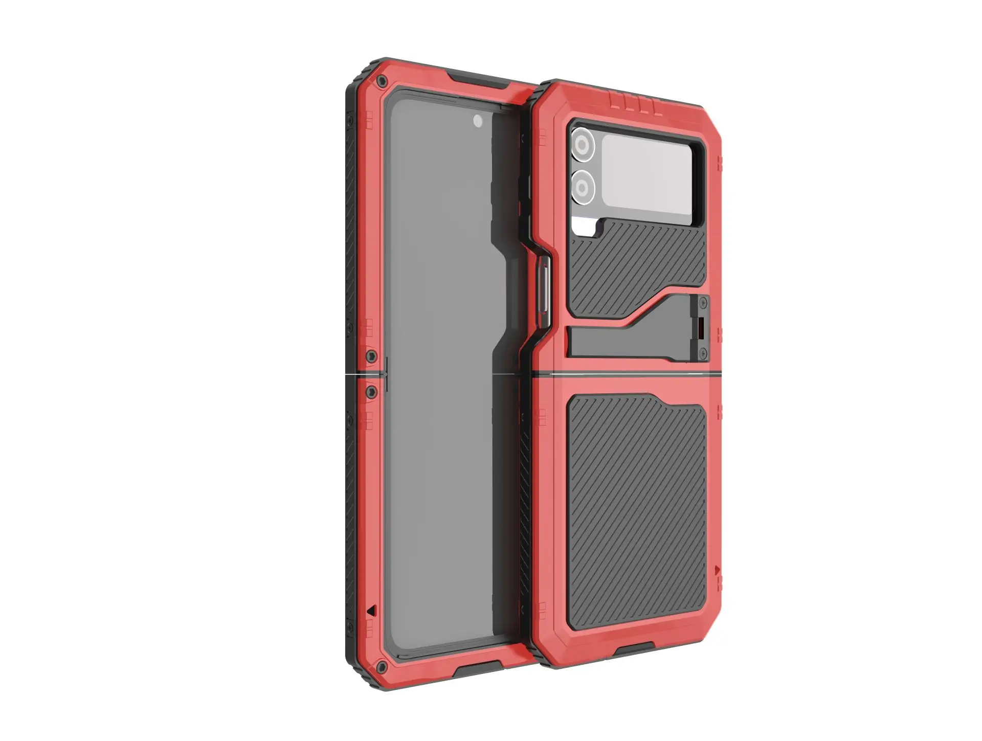 R-just Rugged Armor 360 Full Mobile Phone Case For Samsung Galaxy Z Flip4 Flip 4 Metal Aluminum Shockproof Cover