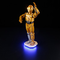 (Only LED Light No Bricks) 75398 C-3PO Star Robot Statuette Ideas (Not Include Building Blocks Bricks Kits Sets Model)
