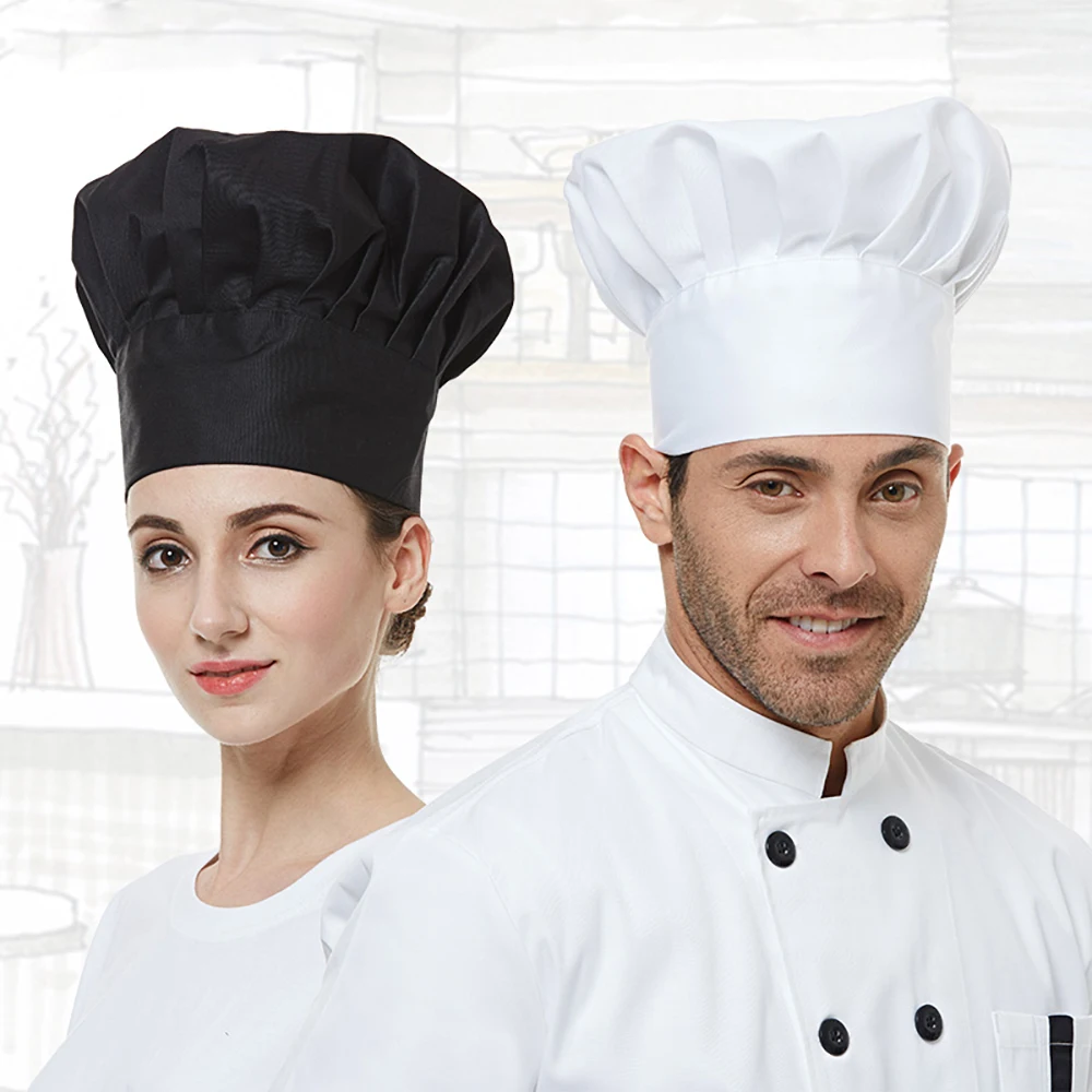3pcs High22cm Cook Hat White Chef Hat Food service Kitchen Work Cap Hotel Restaurant Canteen Bakery Baker Household Cooking Cap