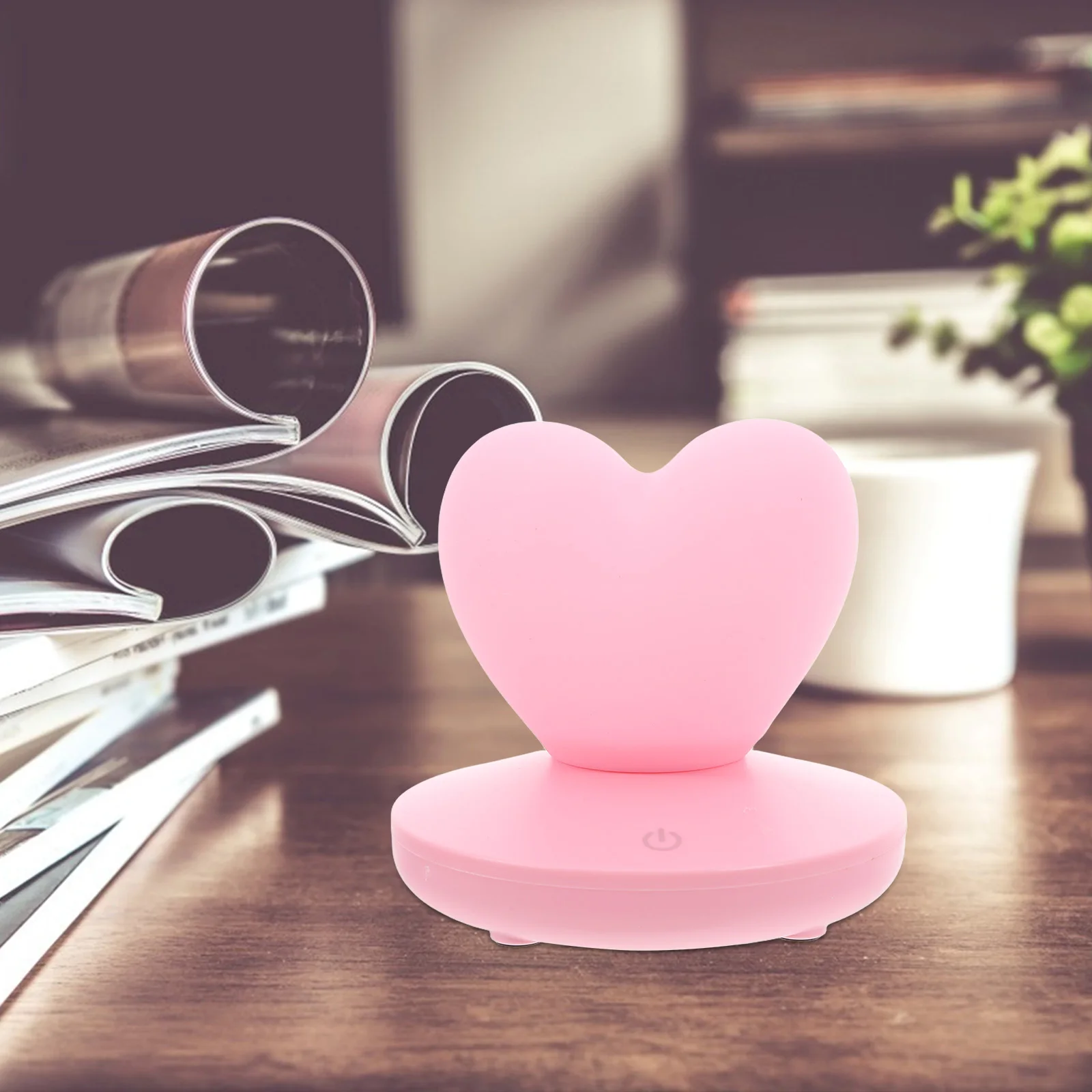 

Shaped USB Rechargeable Pink Silica Gel Bedside Heart Bedside Lamp Heart Shaped Night Light Light LED Night Decor