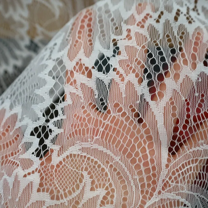 3M/lot Skin-friendly, High-quality, Soft Eyelash Lace Fabric for DIY Dresses, Sleeves, Tops, Wedding Accessories, Width 1.5 M