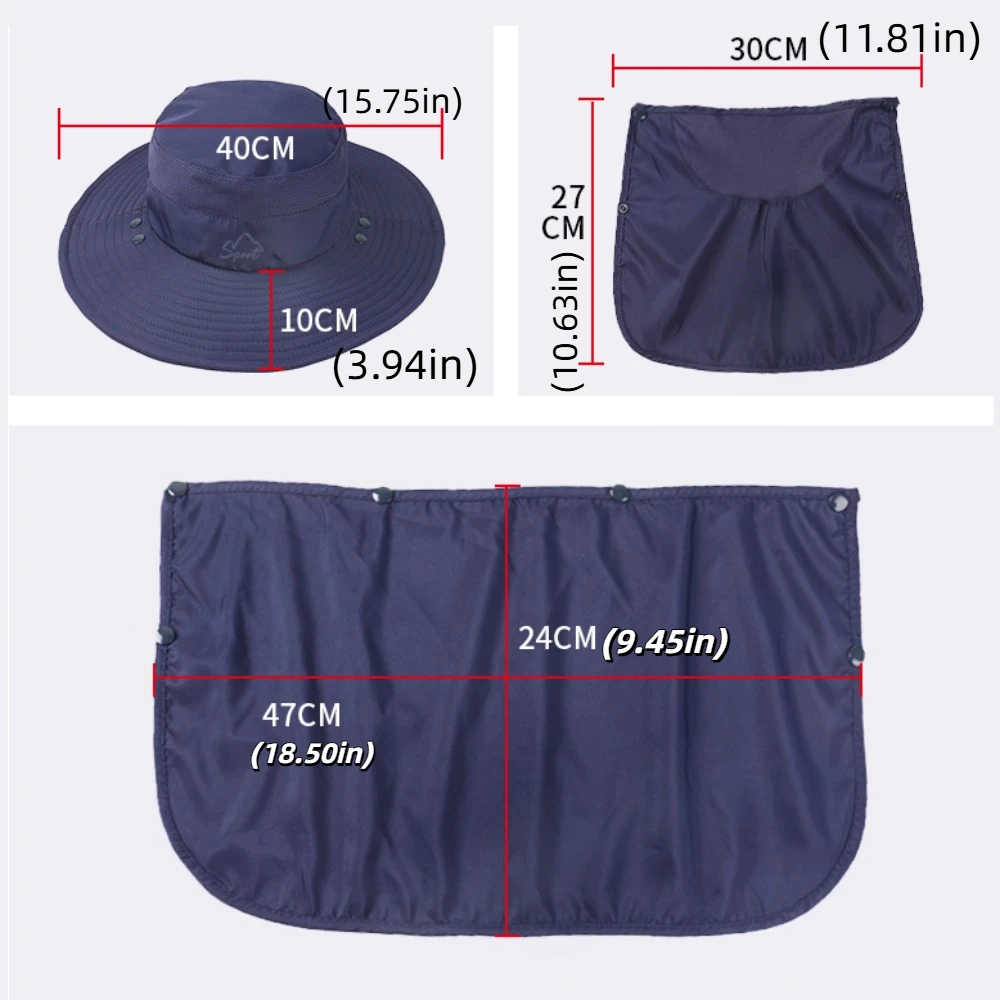 Sombrero de pesca UV secado rápido impermeable con solapa y visera extraíbles - imagen 5