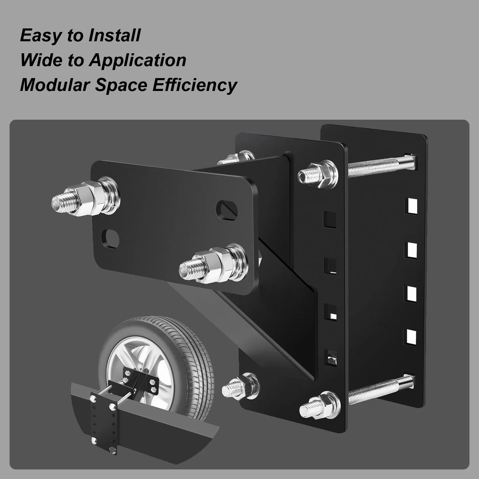 

Car Spare Tire Rack Carbon Steel Spare Tire Holder Non-Lockable Tyre Mount Spare Tire Carrier Trailer Accessory for RV Trailers