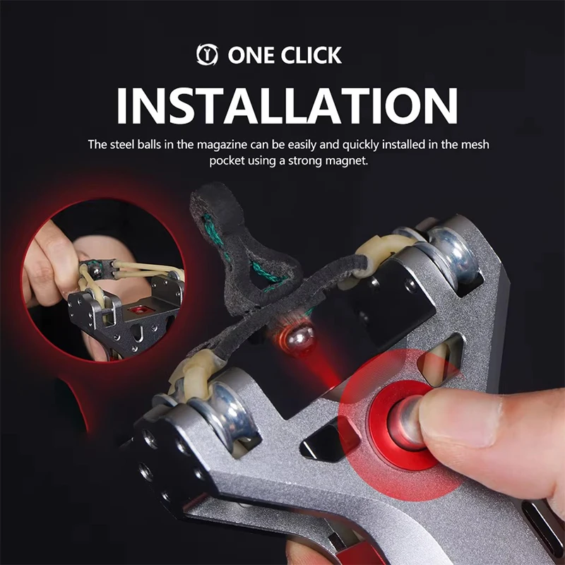 G5+ Aluminum Powerful Precision Professional Aluminum Reloadable Automatic Slingshot Metal for Adult Hunting Bird with Magazine