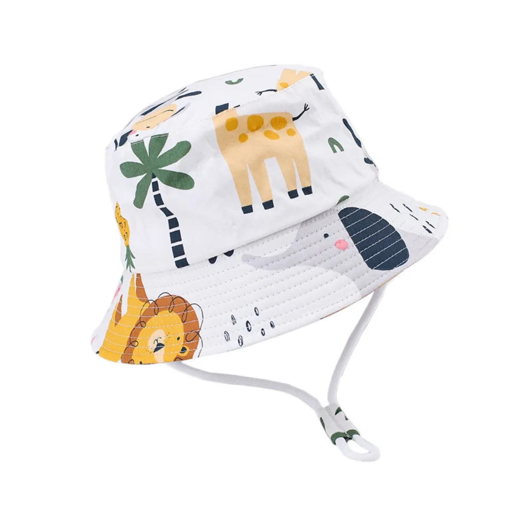 

Cute Cartoon Print Summer Baby Panama Hat Breathable Cotton Fisherman Hat UV Protection Foldable Bucket Hat