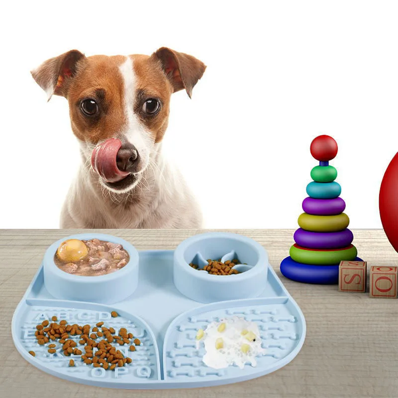 

4 In 1 Durable Silicone Pet Dog Slow Eating Mat Non Slip Cat Dog Food Feeder Lick Mat With Suction Cups