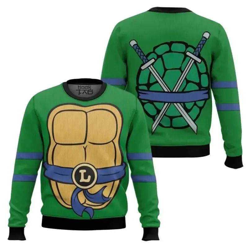 

Cowabunga Michaelangelo ChristmasTeenage Mutant Ninja Turtles Men's and Women's Autumn and Winter Long-sleeved T-shirts