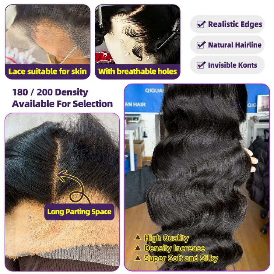 34 32In الجسم موجة الشعر البشري الدانتيل الباروكات الأمامية 13x4 13x6 الدانتيل الشفاف شعر مستعار أمامي للنساء 5x5 غلويليس شعر مستعار شعر الإنسان #3