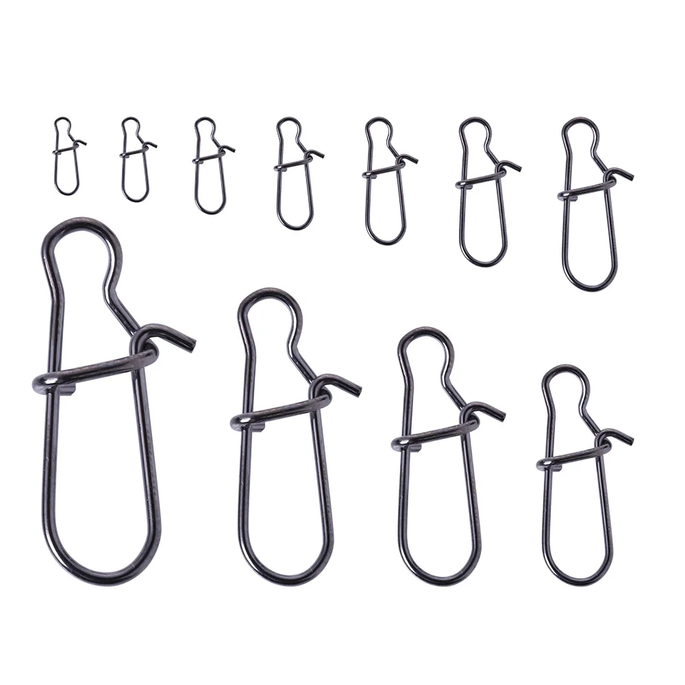 50pcs Stainless Steel Fishing Snap Hooked Snap Pin Fastlock Clip Accessories Tackle for Barrel Swivel Lure hook