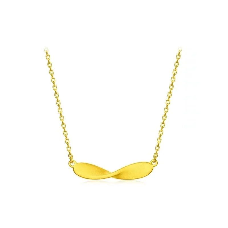 

Hot selling AU999 gold women's necklace, simple and fashionable Mobius 24k gold collarbone chain Valentine's Day jewelry gift