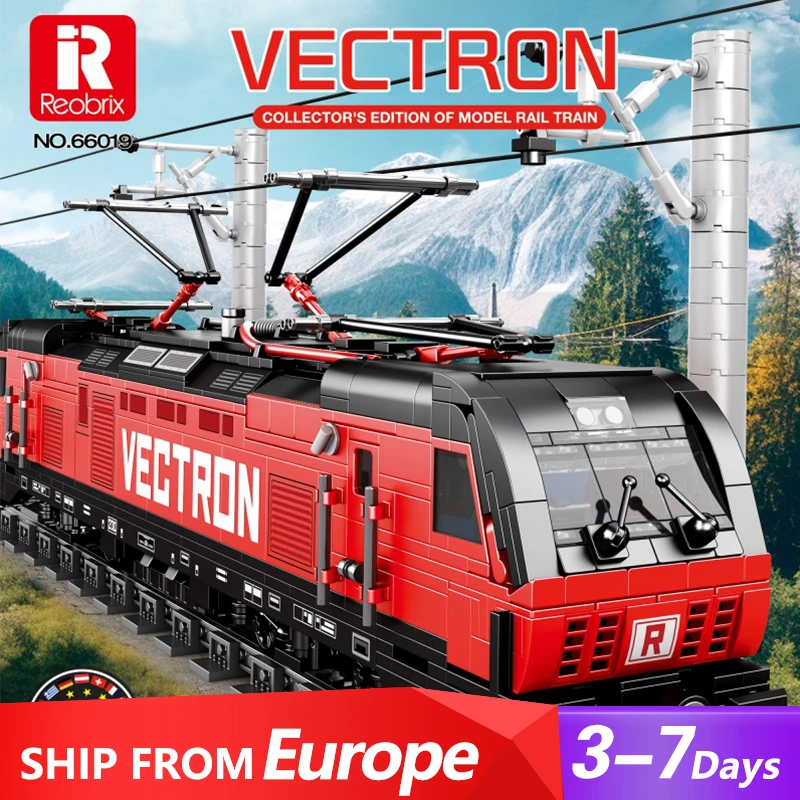 City Trains MOC 66019 Vectron European Electric Passenger Train Tramway Track Model 1889PCS Building Blocks Brick Toys for Gift